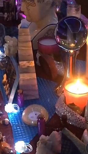 An array of psychic items including candles.